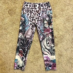 Evolution in creation, Capri length yoga pants tigers  butterflies leopard print